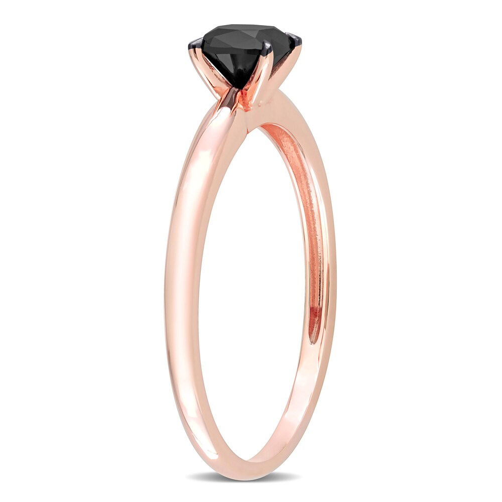 Black Diamond Solitaire Engagement Ring 1/2 ct tw Cushion-cut 14K Rose Gold 0kJ9ltIy