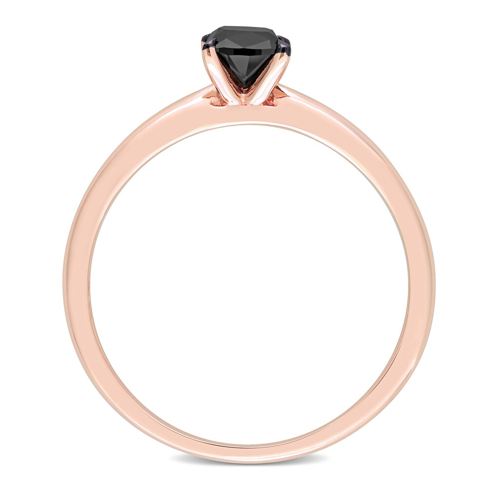 Black Diamond Solitaire Engagement Ring 1/2 ct tw Cushion-cut 14K Rose Gold 0kJ9ltIy