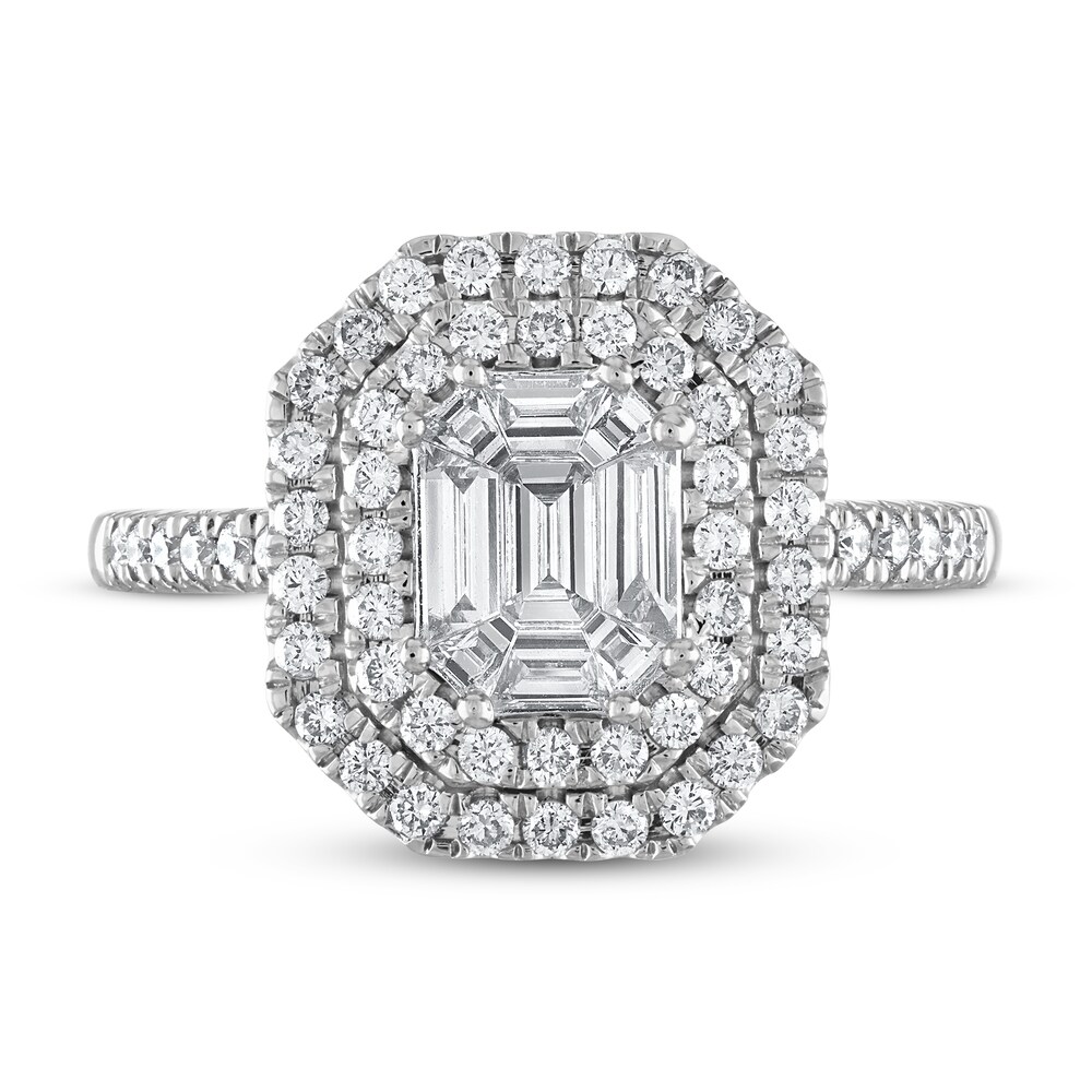 Diamond Engagement Ring 1 ct tw Emerald-cut/Round 14K White Gold 0qWzqIXM