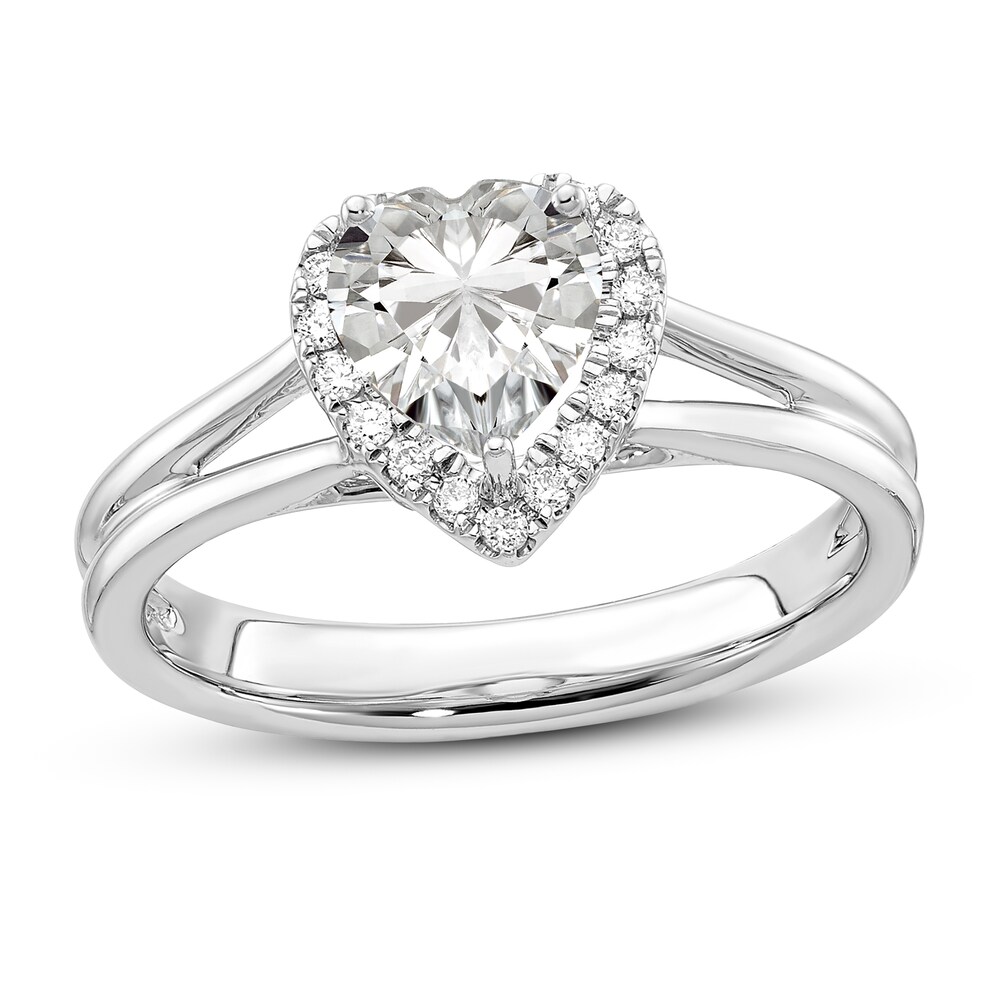 Diamond Halo Engagement Ring 3/4 ct tw Heart/Round 14K White Gold 0u4d2crf