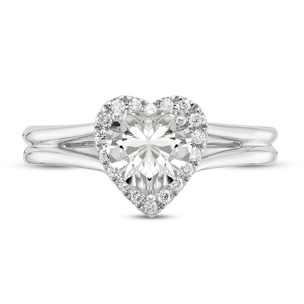 Diamond Halo Engagement Ring 3/4 ct tw Heart/Round 14K White Gold 0u4d2crf