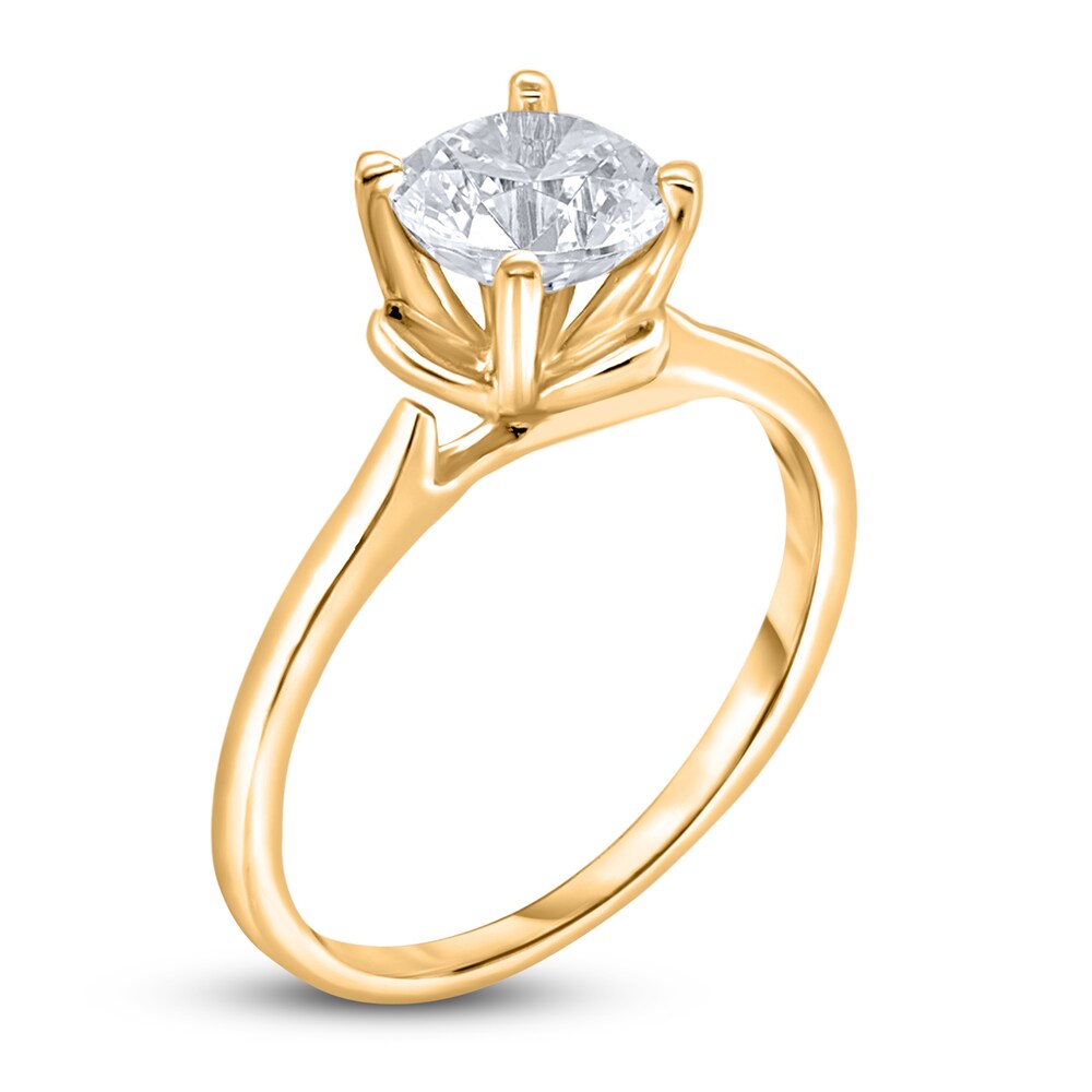 Diamond Solitaire Floral Engagement Ring 1-1/2 ct tw Round 14K Yellow Gold (I2/I) 18dXJYr9