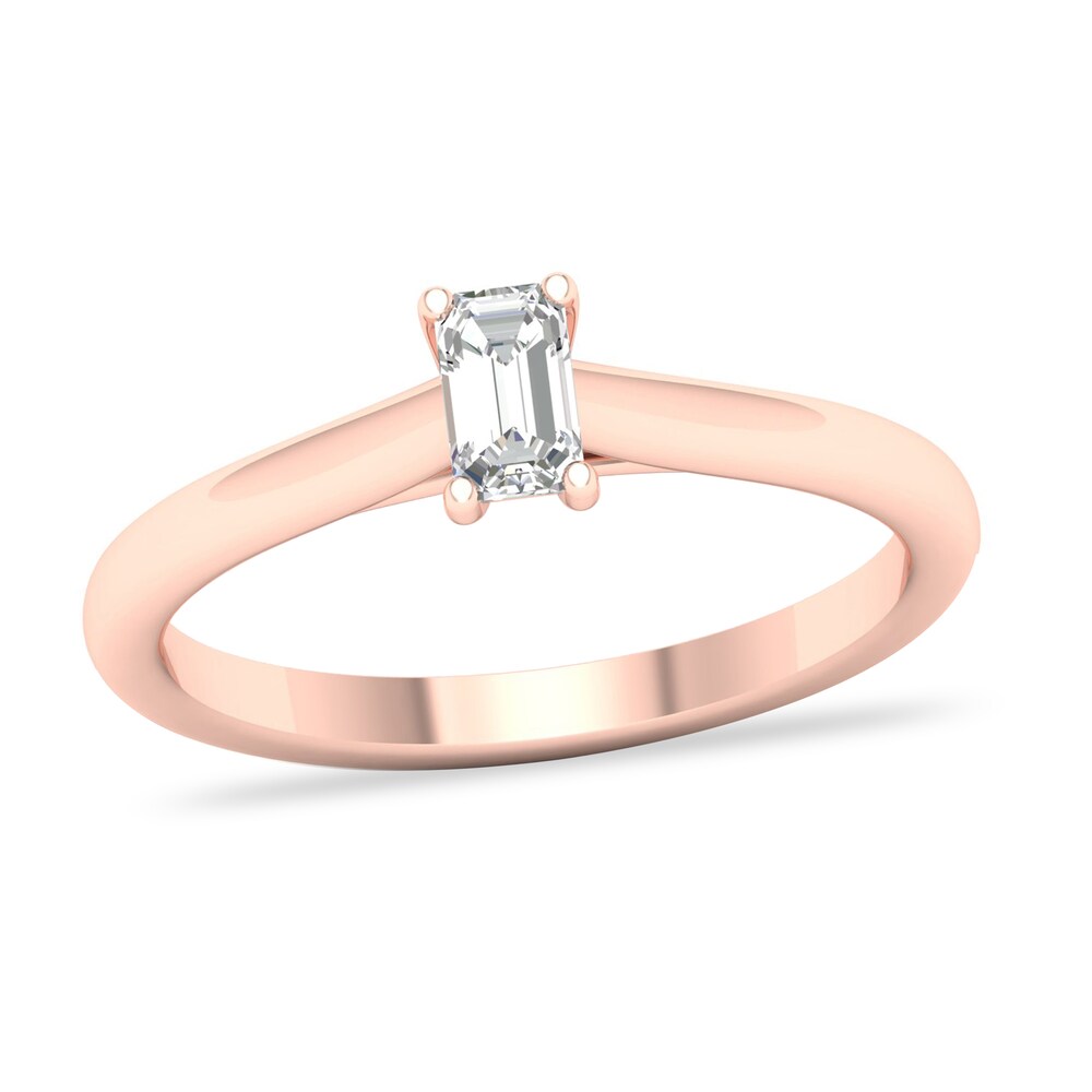 Diamond Solitaire Ring 1/4 ct tw Emerald-cut 14K Rose Gold (SI2/I) 1JQ5ecvS [1JQ5ecvS]