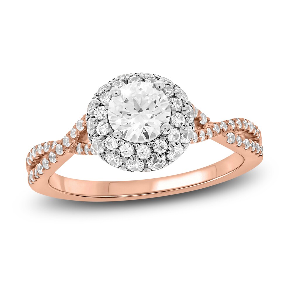 Diamond Engagement Ring 1 ct tw Round 14K Rose Gold 1PQFpWJx