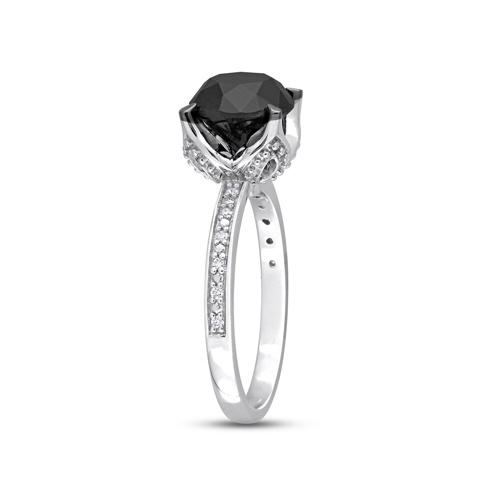 Black Diamond Engagement Ring 3 ct tw Round 14K White Gold 1fPbmFm4