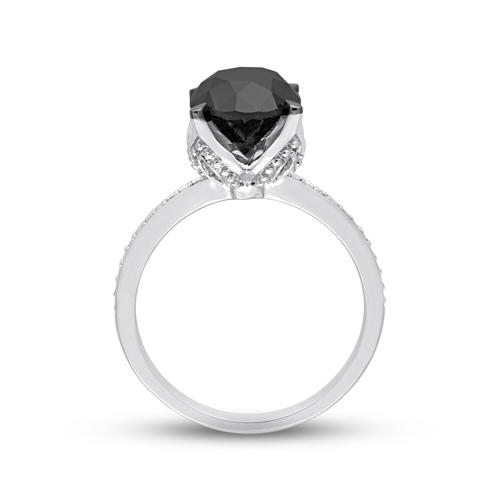 Black Diamond Engagement Ring 3 ct tw Round 14K White Gold 1fPbmFm4