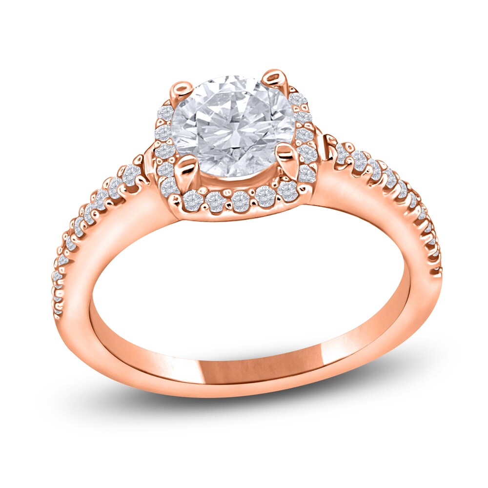 Diamond Halo Engagement Ring 1 ct tw Round 14K Rose Gold 1q8og1qZ