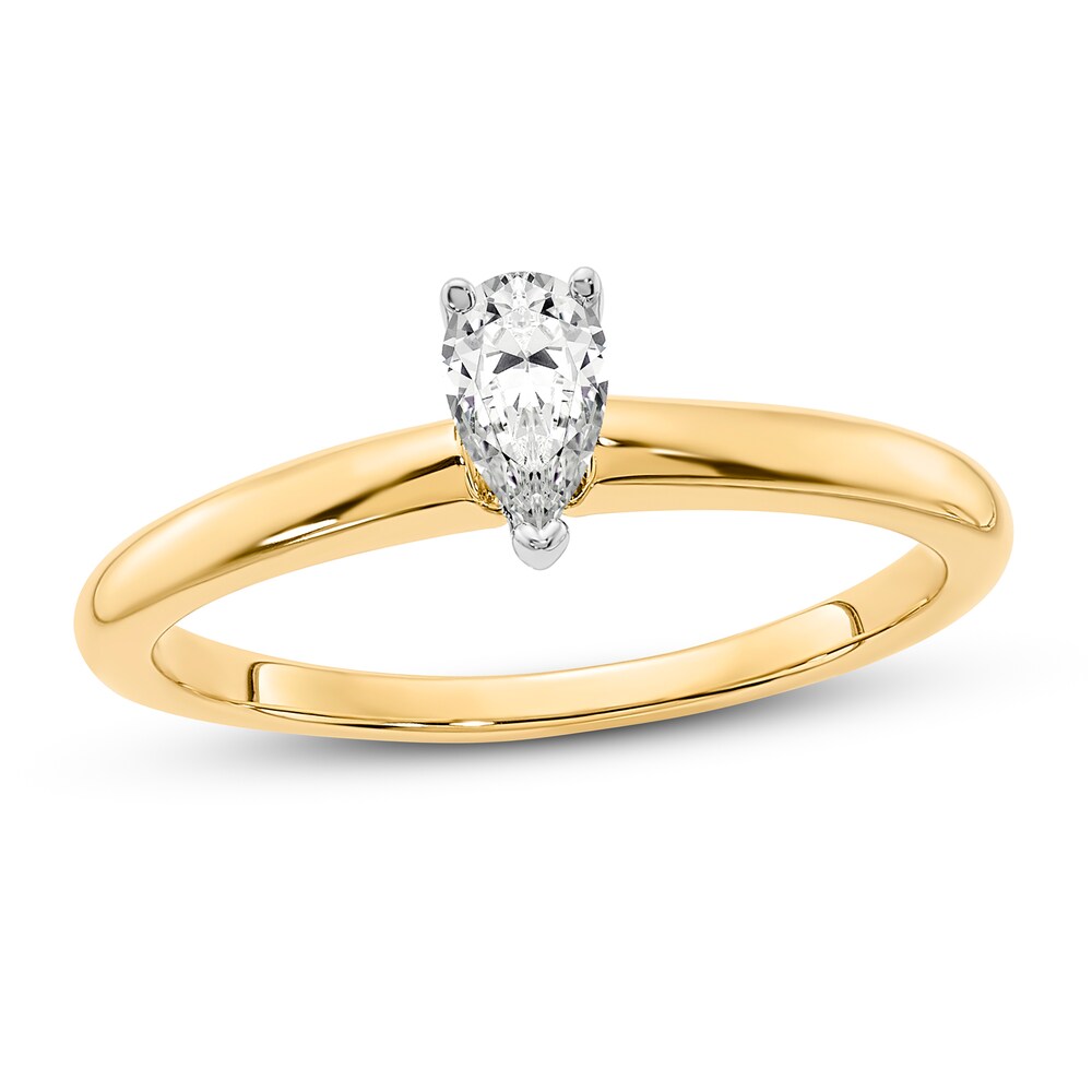 Diamond Solitaire Engagement Ring 1/3 ct tw Pear-shaped 14K Two-Tone Gold (I1/I) 20UGyehn