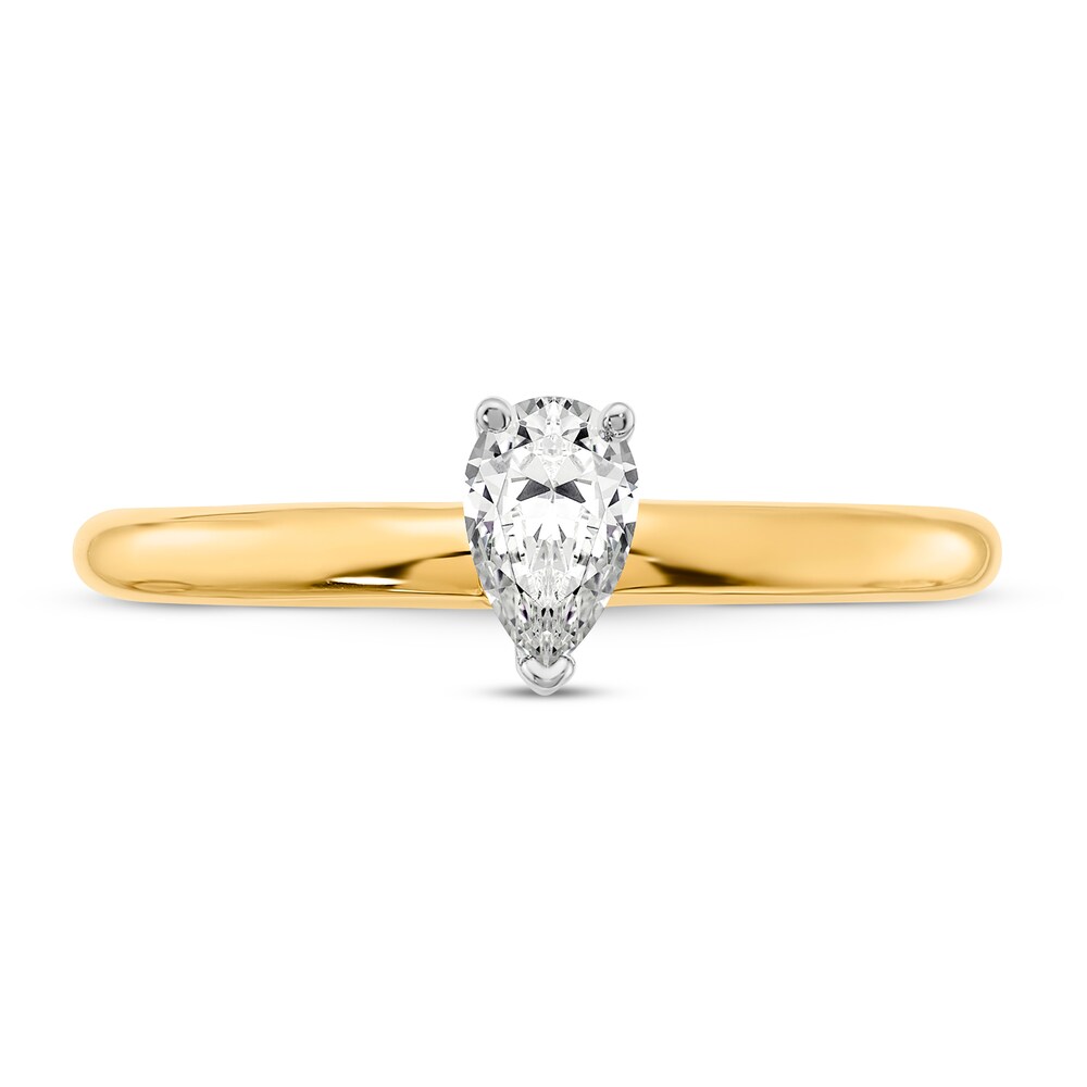 Diamond Solitaire Engagement Ring 1/3 ct tw Pear-shaped 14K Two-Tone Gold (I1/I) 20UGyehn