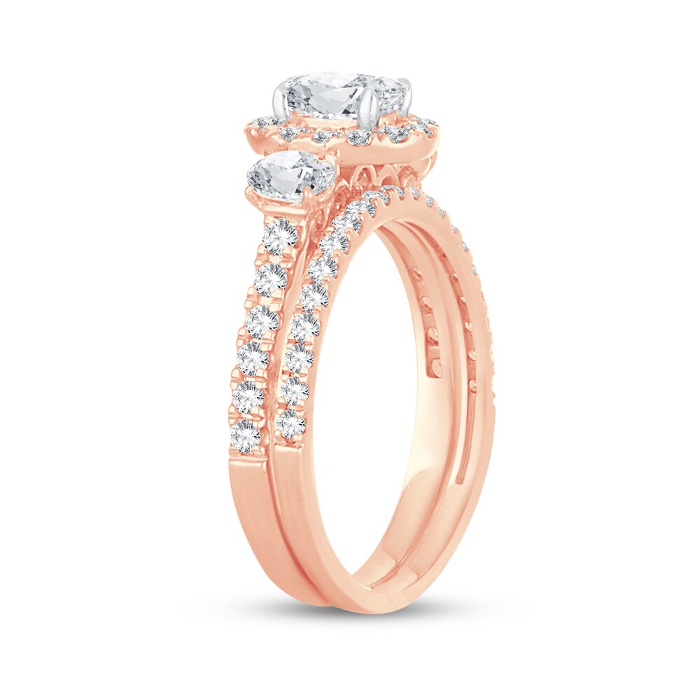 Diamond Bridal Set 1-1/2 ct tw Oval/Round-cut 14K Rose Gold 29qPIKYw