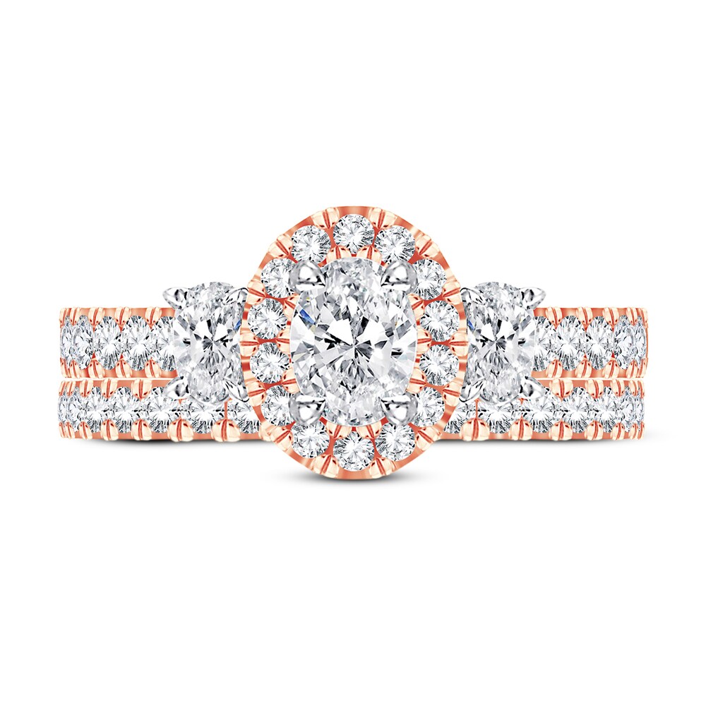 Diamond Bridal Set 1-1/2 ct tw Oval/Round-cut 14K Rose Gold 29qPIKYw