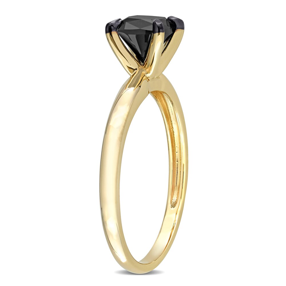 Black Diamond Solitaire Engagement Ring 1 ct tw Cushion-cut 14K Yellow Gold 2Aqy6WmX