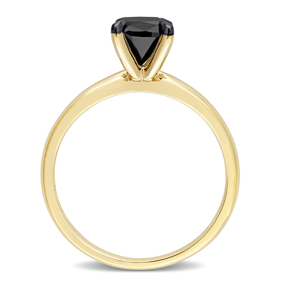 Black Diamond Solitaire Engagement Ring 1 ct tw Cushion-cut 14K Yellow Gold 2Aqy6WmX