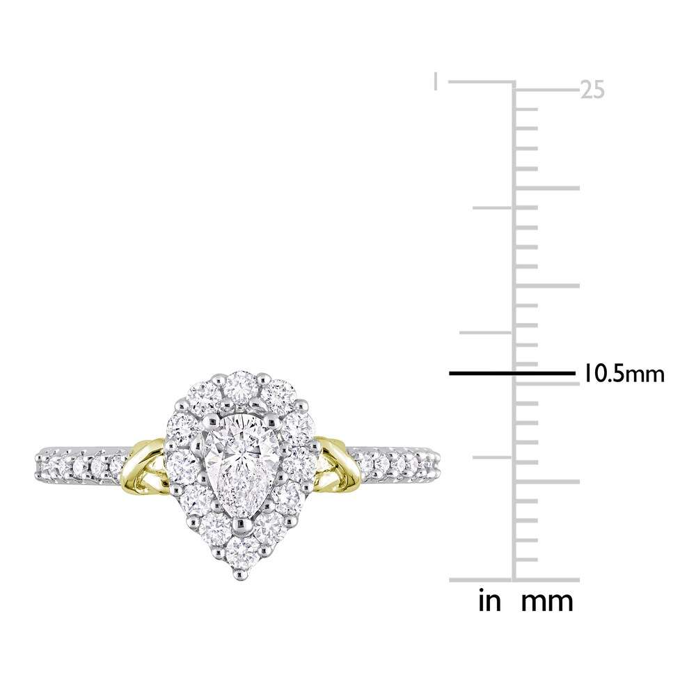 Diamond Y-Knot Ring 3/4 ct tw Pear/Round 14K Two-Tone Gold 2BAqDrRj