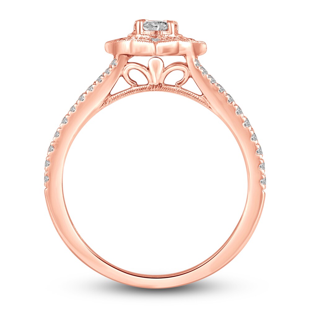 Diamond Engagement Ring 5/8 ct tw Round 14K Rose Gold 2KKH30nZ