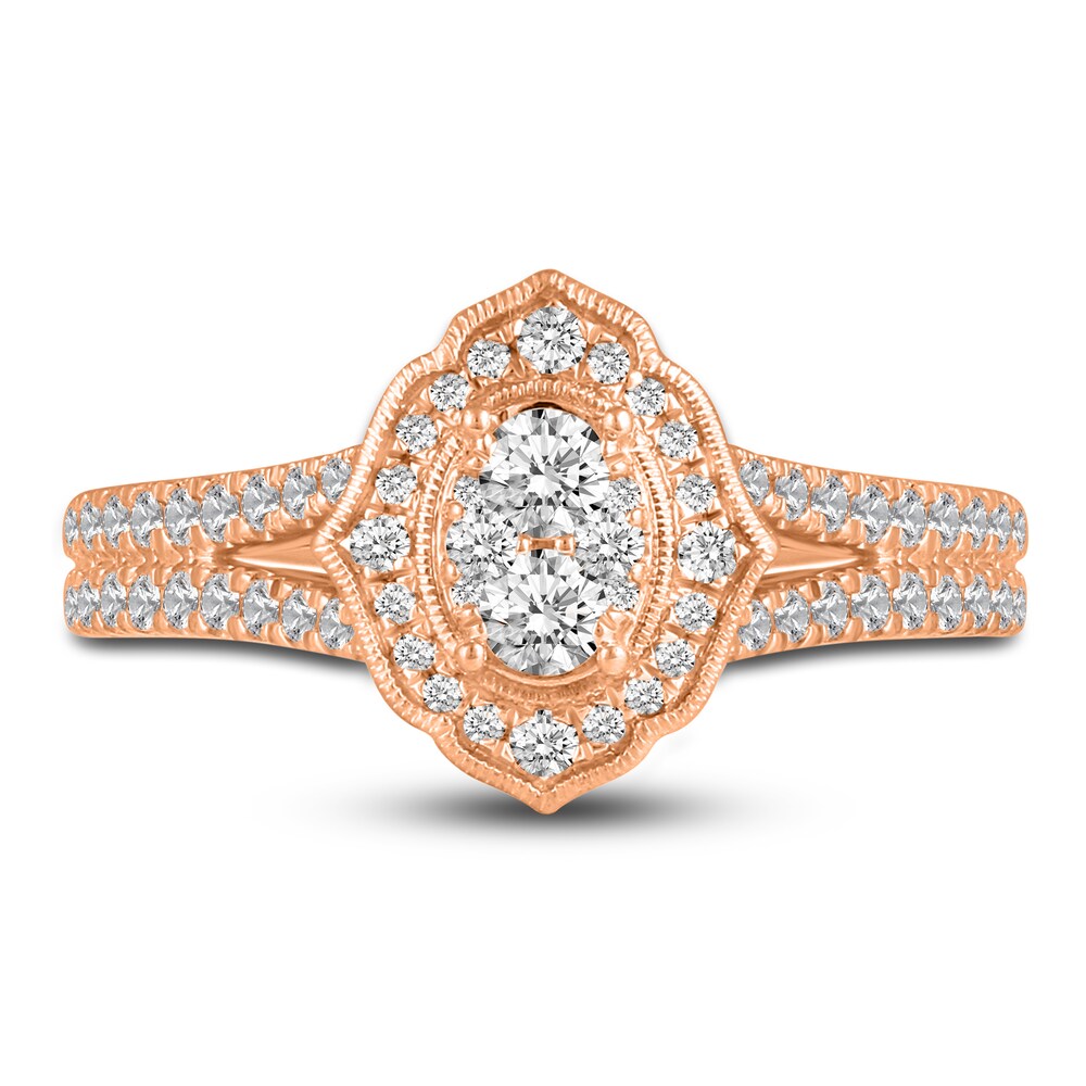 Diamond Engagement Ring 5/8 ct tw Round 14K Rose Gold 2KKH30nZ