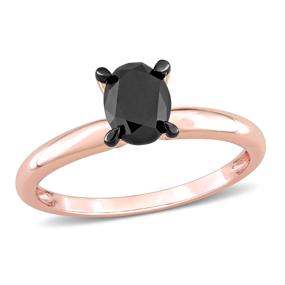 Black Diamond Solitaire Engagement Ring 1 ct tw Oval-cut 14K Rose Gold 2LBhtjVq [2LBhtjVq]