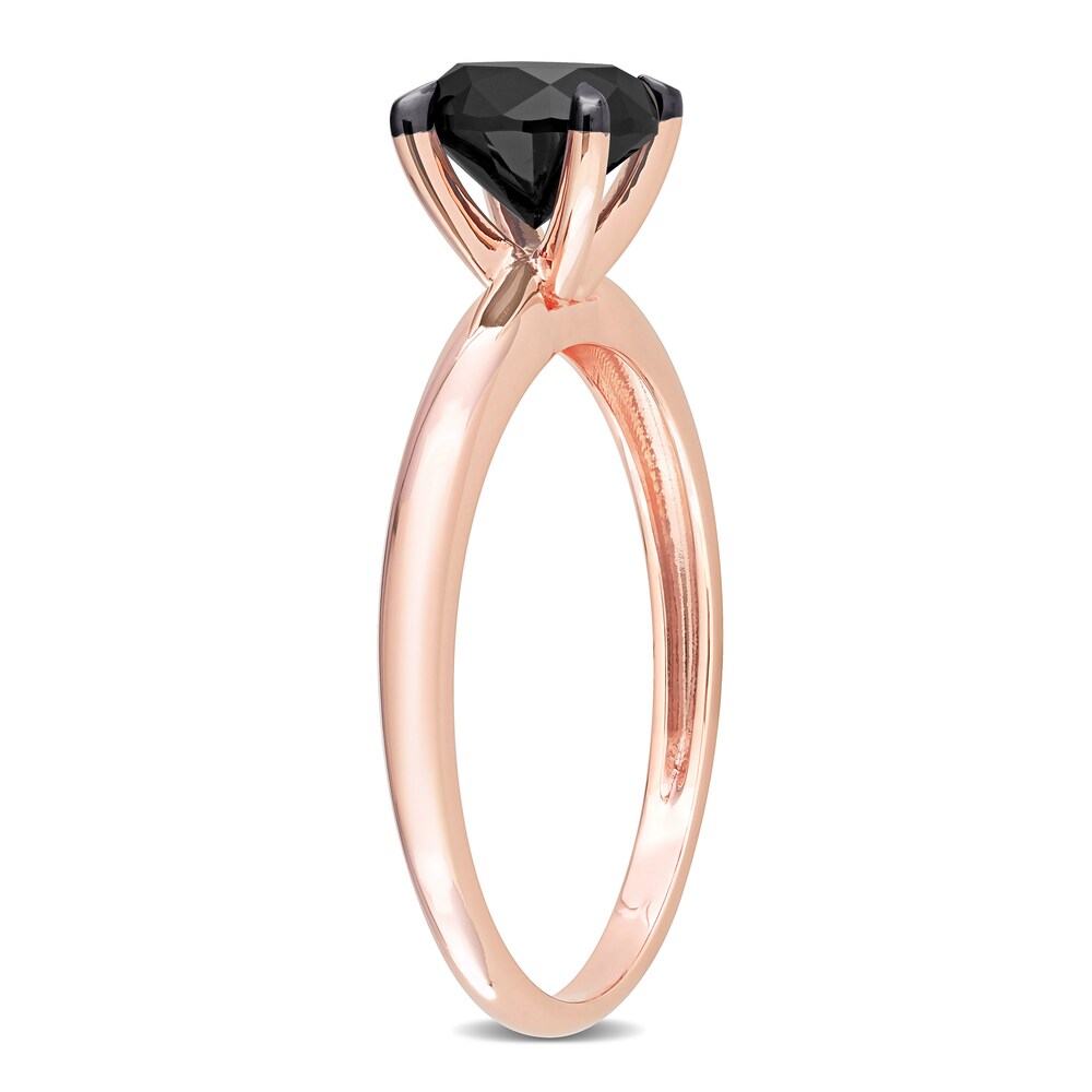 Black Diamond Solitaire Engagement Ring 1 ct tw Oval-cut 14K Rose Gold 2LBhtjVq