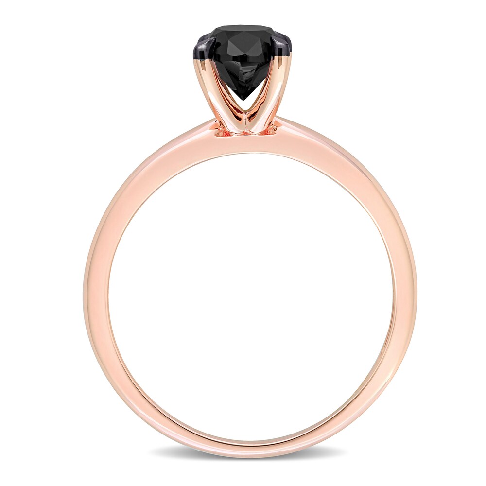 Black Diamond Solitaire Engagement Ring 1 ct tw Oval-cut 14K Rose Gold 2LBhtjVq