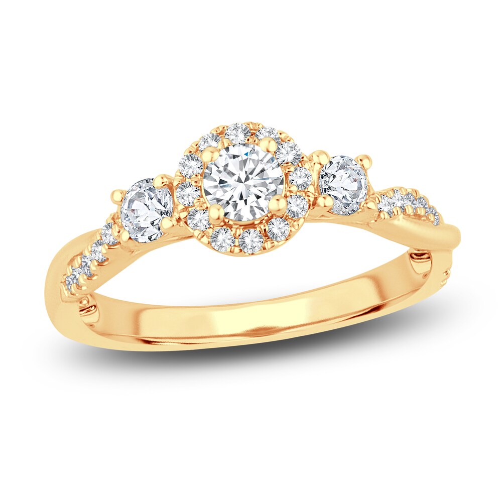 Diamond Halo Ring 3/8 ct tw Round 14K Yellow Gold 2OCLz3QQ