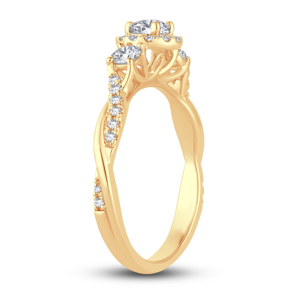 Diamond Halo Ring 3/8 ct tw Round 14K Yellow Gold 2OCLz3QQ