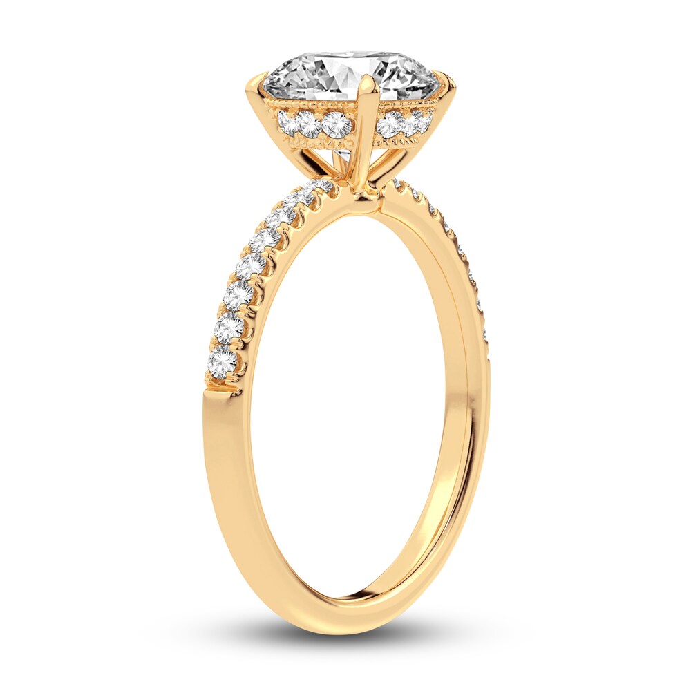 Lab-Created Diamond Engagement Ring 2-1/4 ct tw Round 14K Yellow Gold 2THlVd2v