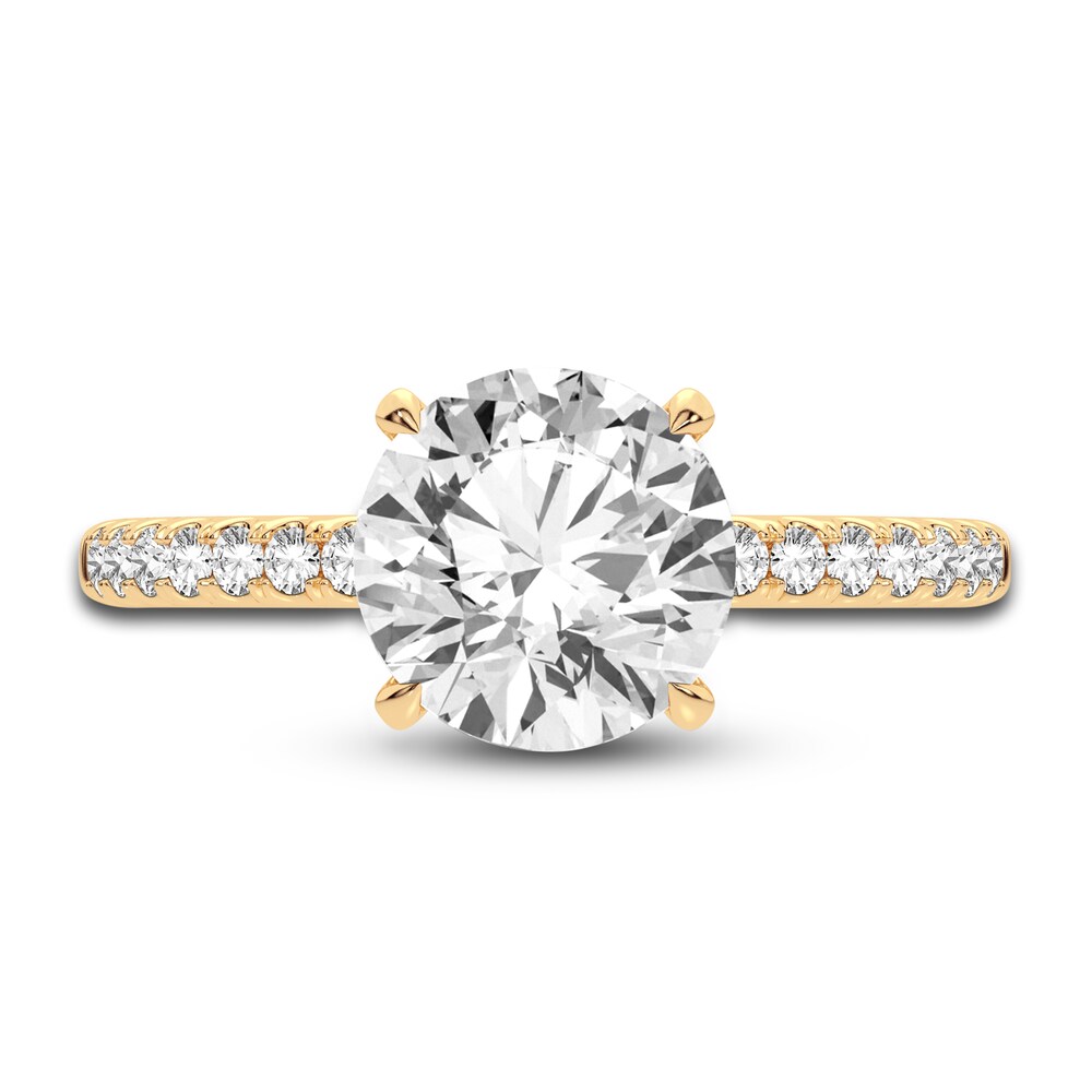 Lab-Created Diamond Engagement Ring 2-1/4 ct tw Round 14K Yellow Gold 2THlVd2v