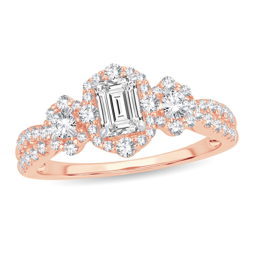 Diamond Ring 1-1/10 ct tw Emerald-cut 14K Rose Gold 2ToxQffH [2ToxQffH]