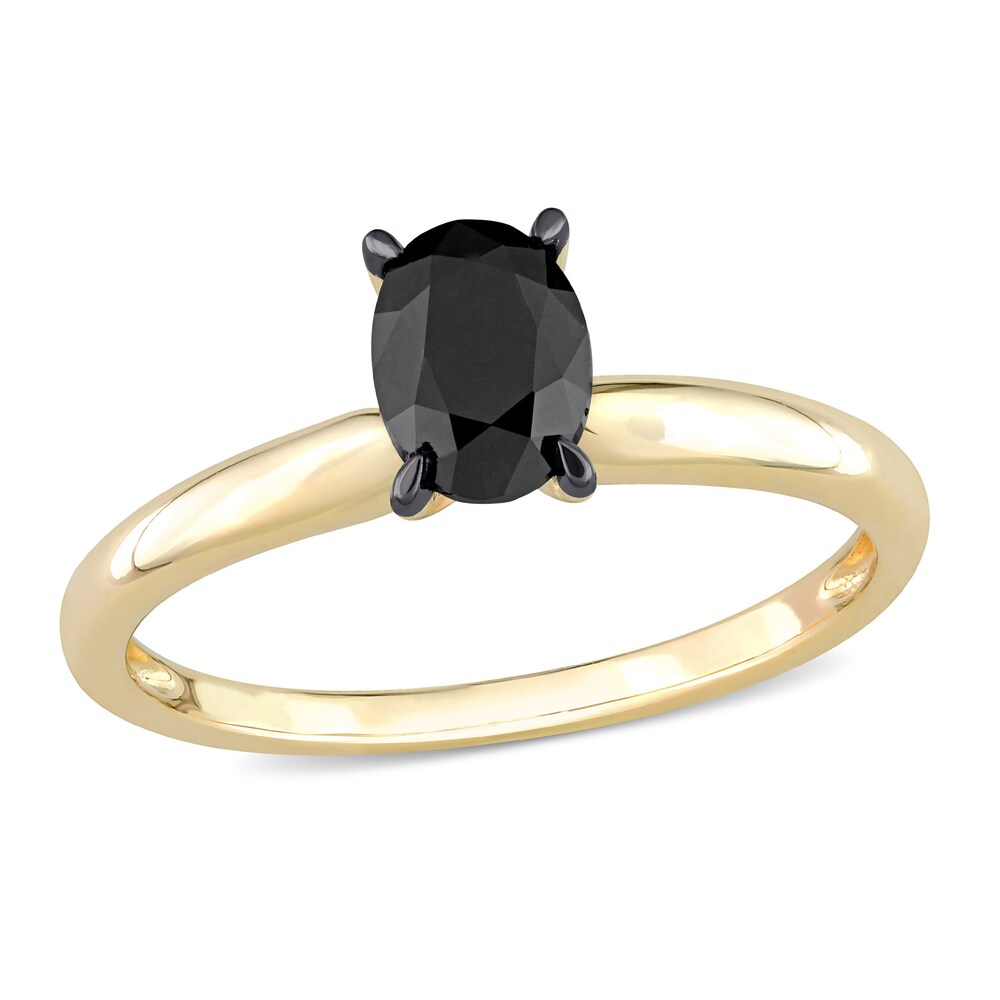 Black Diamond Solitaire Engagement Ring 1 ct tw Oval-cut 14K Yellow Gold 2cI8hEEN [2cI8hEEN]