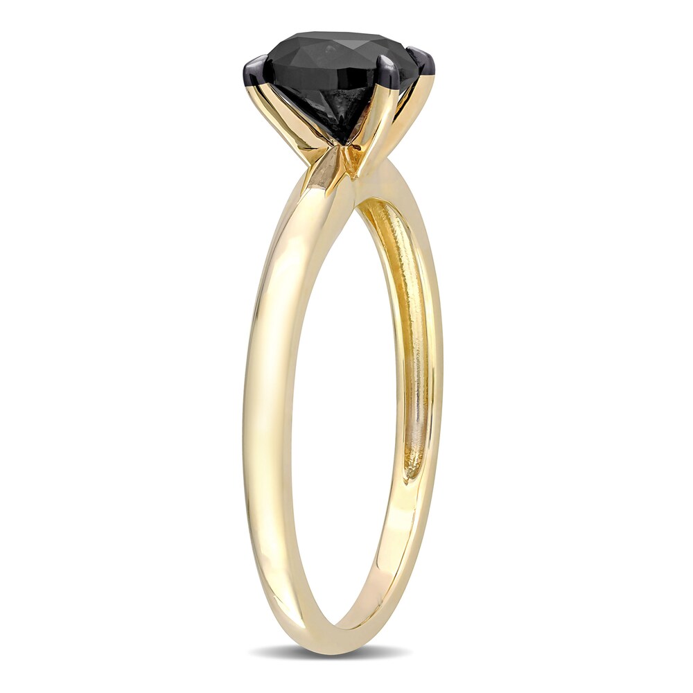 Black Diamond Solitaire Engagement Ring 1 ct tw Oval-cut 14K Yellow Gold 2cI8hEEN