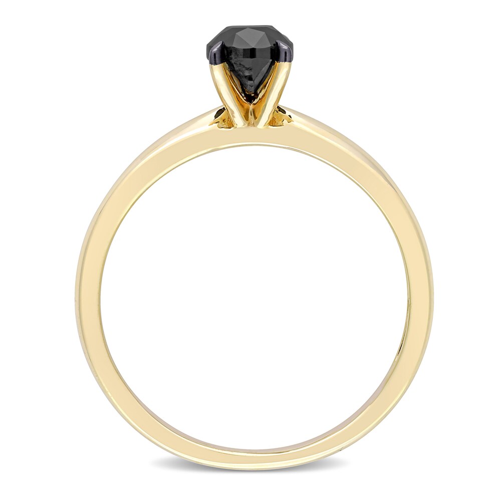 Black Diamond Solitaire Engagement Ring 1 ct tw Oval-cut 14K Yellow Gold 2cI8hEEN