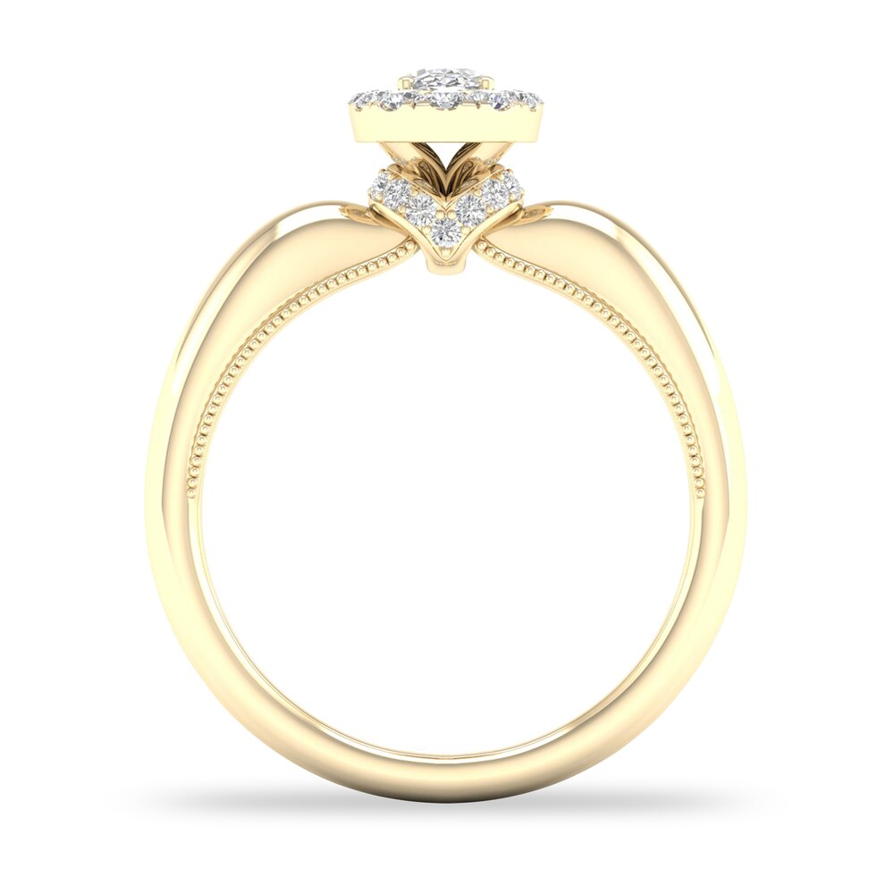 Diamond Ring 1/2 ct tw Oval/Round-cut 14K Yellow Gold 2nEPjaUk