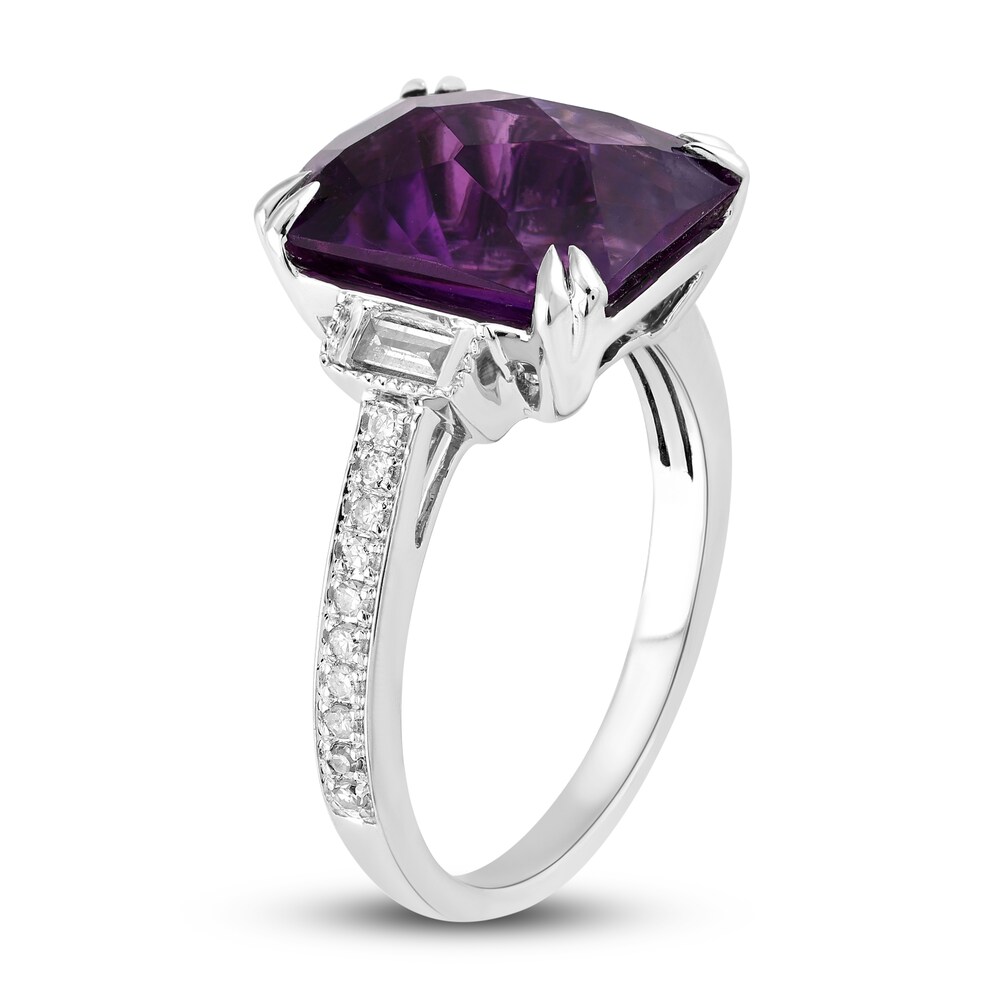 Natural Amethyst Engagement Ring 1/5 ct tw Diamonds 14K White Gold 2sJ79Qj1