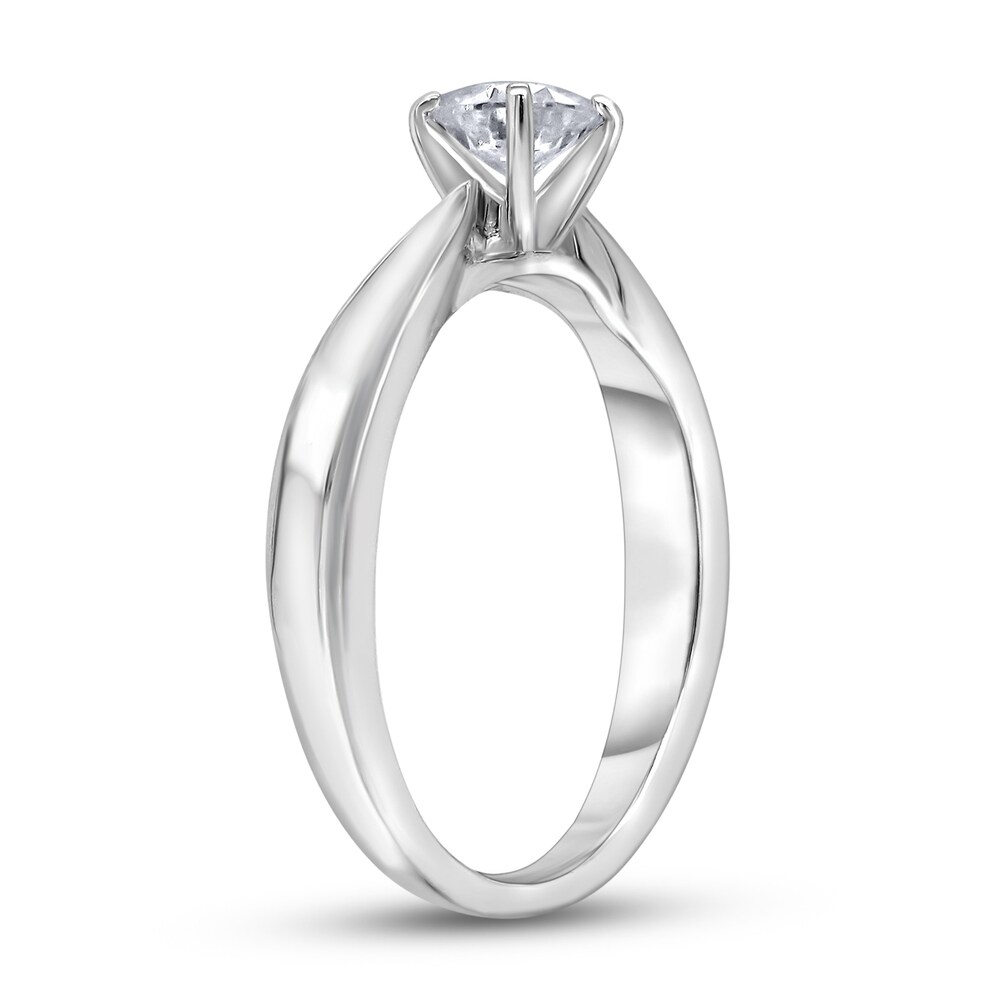 Diamond Solitaire Concave Engagement Ring 1/4 ct tw Round 14K White Gold (I2/I) 37VJhN54