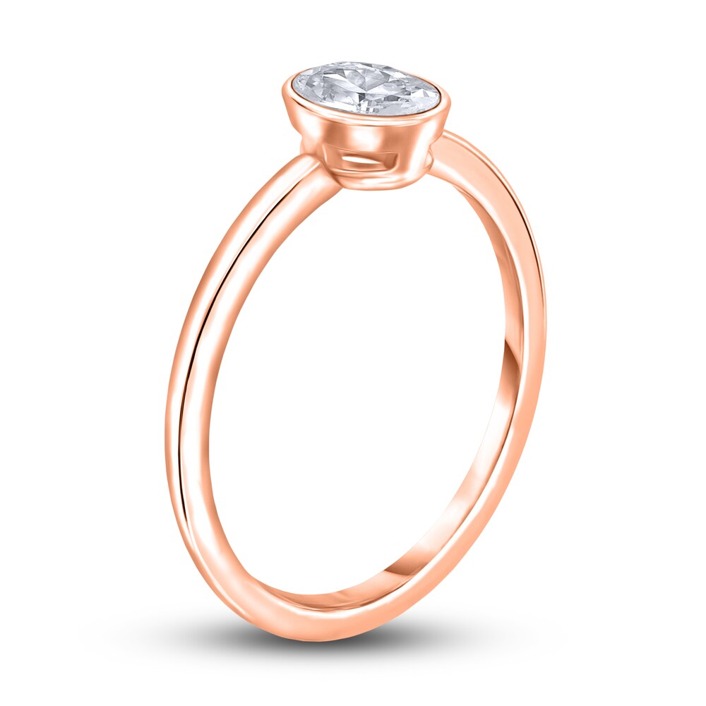 Diamond Solitaire Engagement Ring 1/2 ct tw Bezel-Set Oval 14K Rose Gold (I2/I) 3BTNjaSq