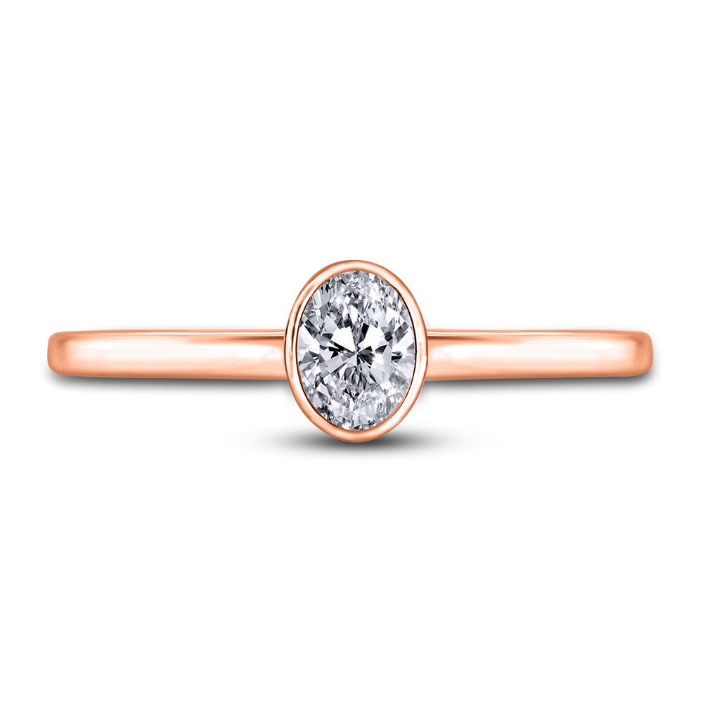 Diamond Solitaire Engagement Ring 1/2 ct tw Bezel-Set Oval 14K Rose Gold (I2/I) 3BTNjaSq