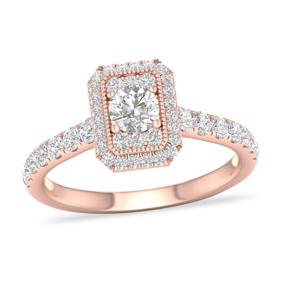 Diamond Ring 3/4 ct tw Round-cut 14K Rose Gold 3CzDP9sa