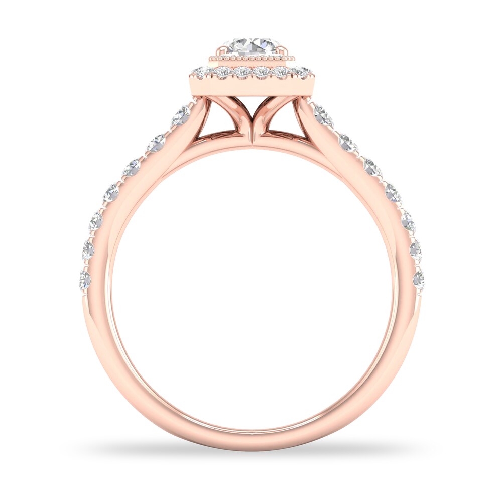 Diamond Ring 3/4 ct tw Round-cut 14K Rose Gold 3CzDP9sa