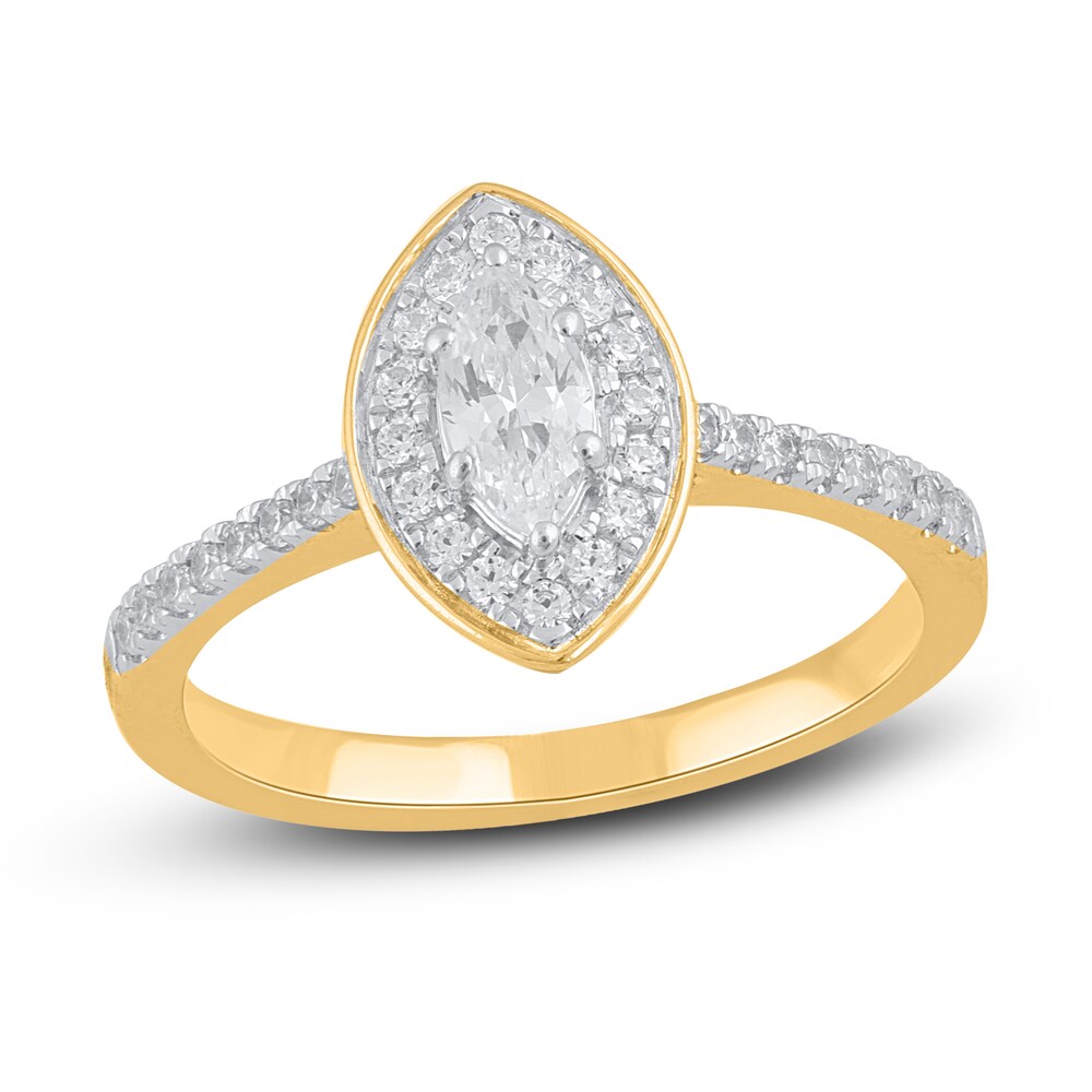 Diamond Engagement Ring 3/4 ct tw Marquise/Round 14K Yellow Gold 3K9nY4GR