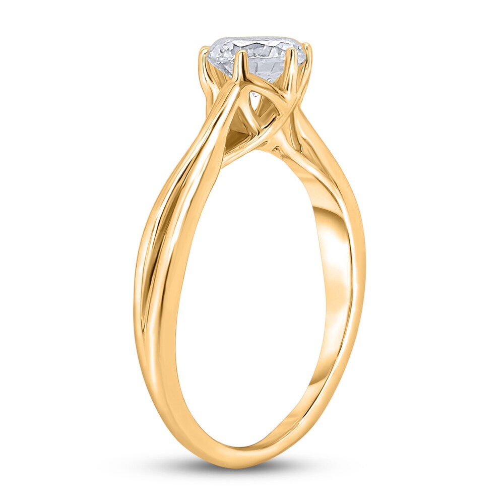 Diamond Solitaire Twist Engagement Ring 3/4 ct tw Round 14K Yellow Gold (I2/I) 3Ogi8BDv