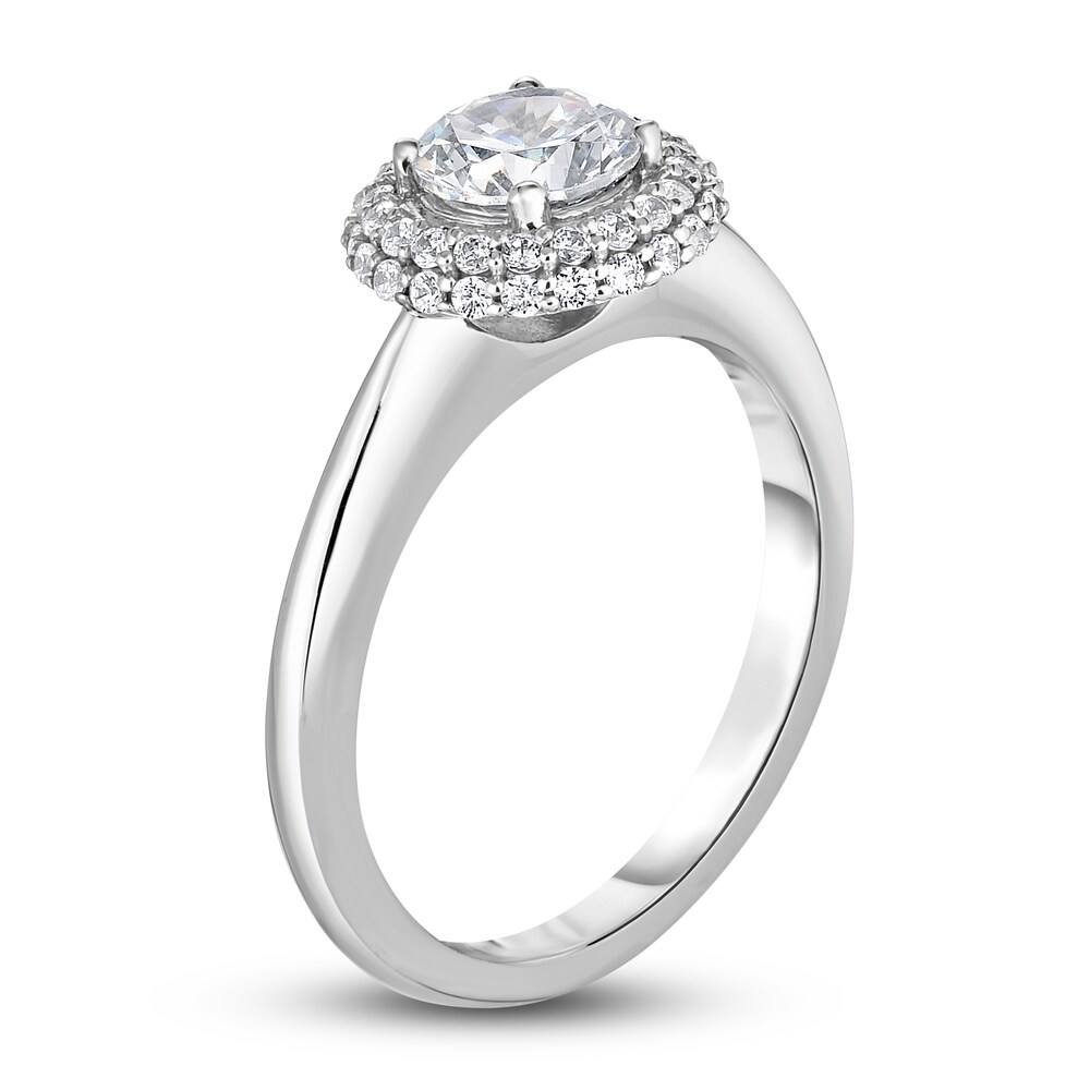 Diamond Halo Engagement Ring 1 ct tw Round 14K White Gold 3VmEbjGR