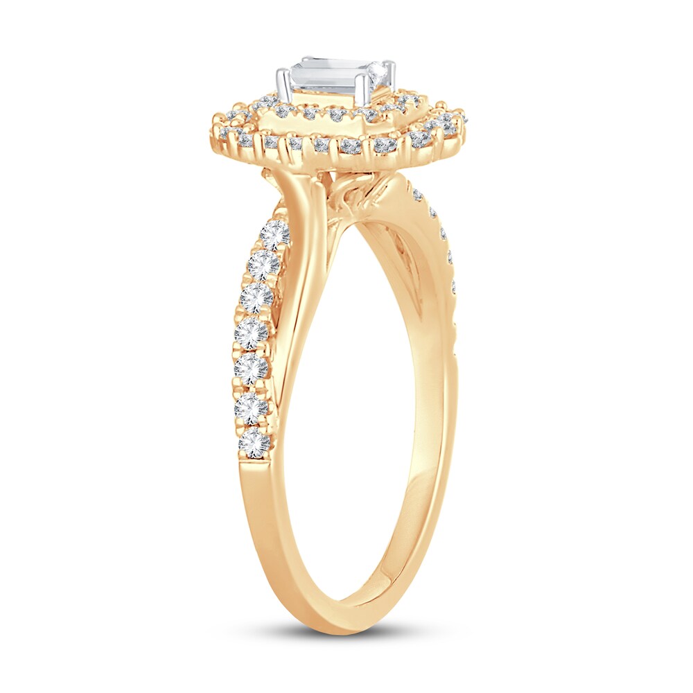 Diamond Ring 3/4 ct tw Emerald-cut 14K Yellow Gold 3eyfcoVN