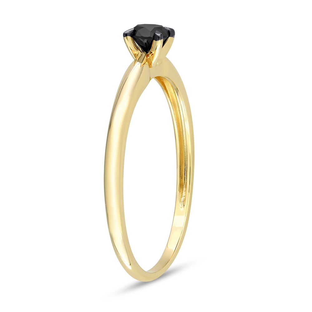 Black Diamond Solitaire Engagement Ring 1/4 ct tw Round-cut 14K Yellow Gold 3jdEd3Og