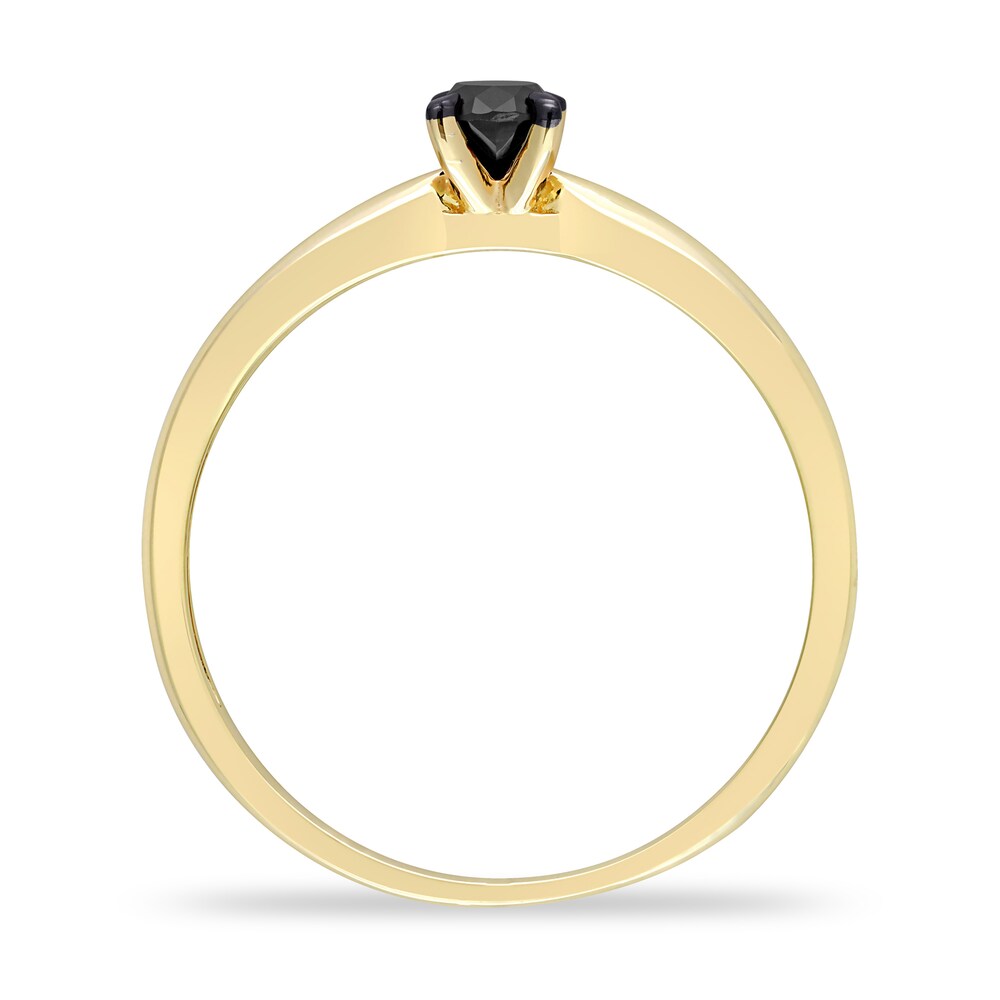 Black Diamond Solitaire Engagement Ring 1/4 ct tw Round-cut 14K Yellow Gold 3jdEd3Og