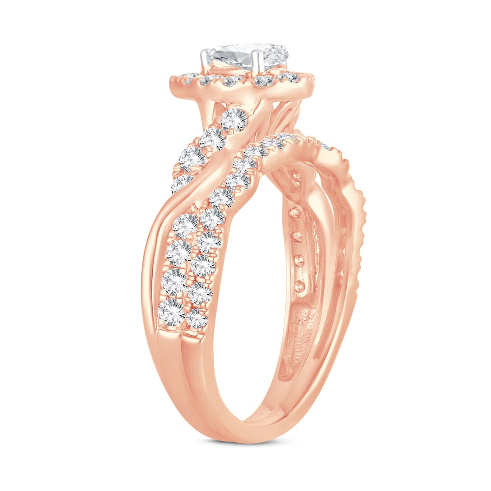 Diamond Bridal Set 1 ct tw Pear-shaped/Round-cut 14K Rose Gold 3plnvTRK