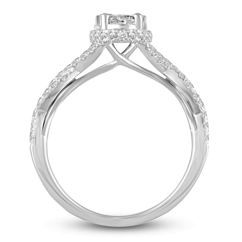 Diamond Oval Halo Engagement Ring 1 ct tw Round 14K White Gold 3vnfSQUk