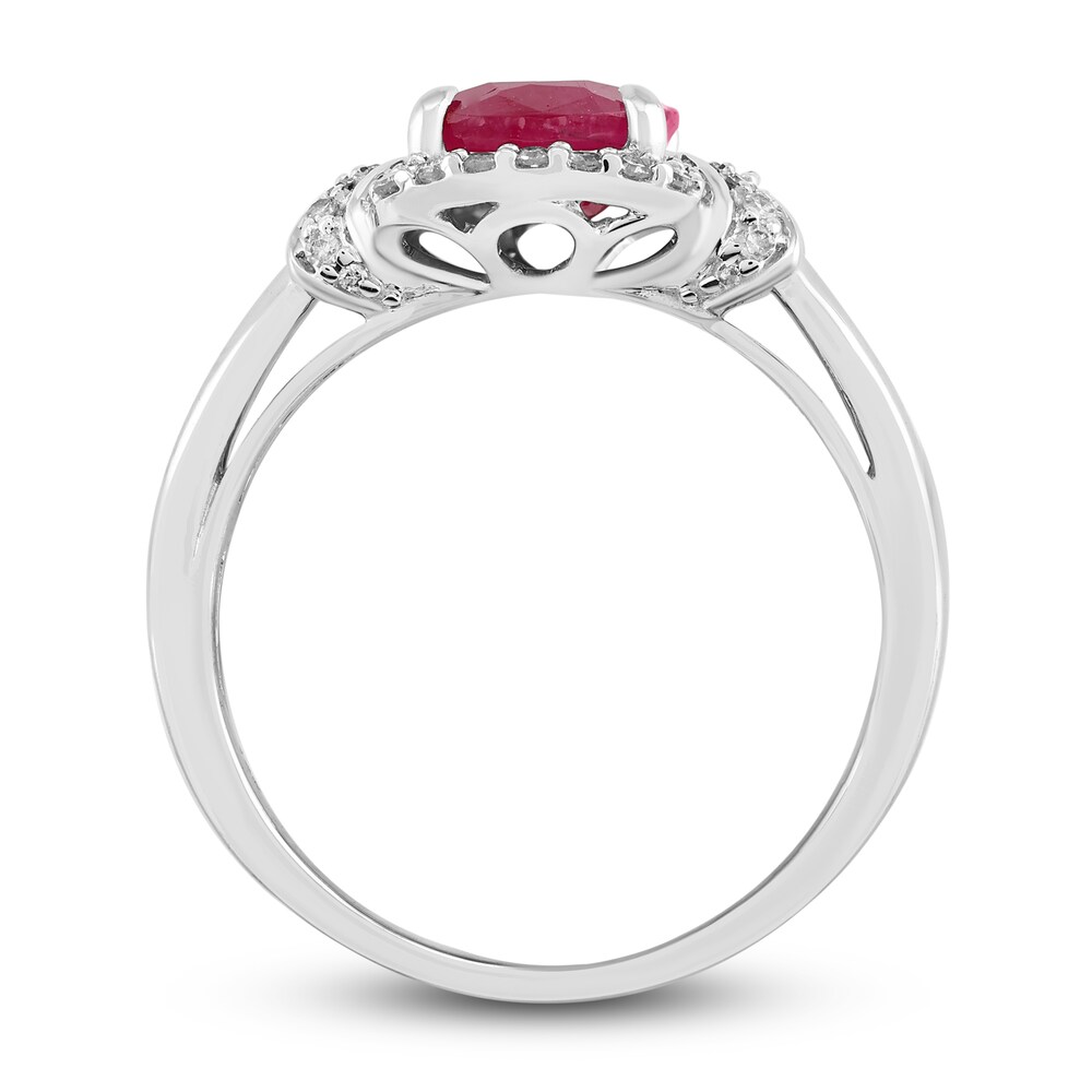 Natural Ruby Engagement Ring 1/6 ct tw Diamonds 14K White Gold 40akSlo1