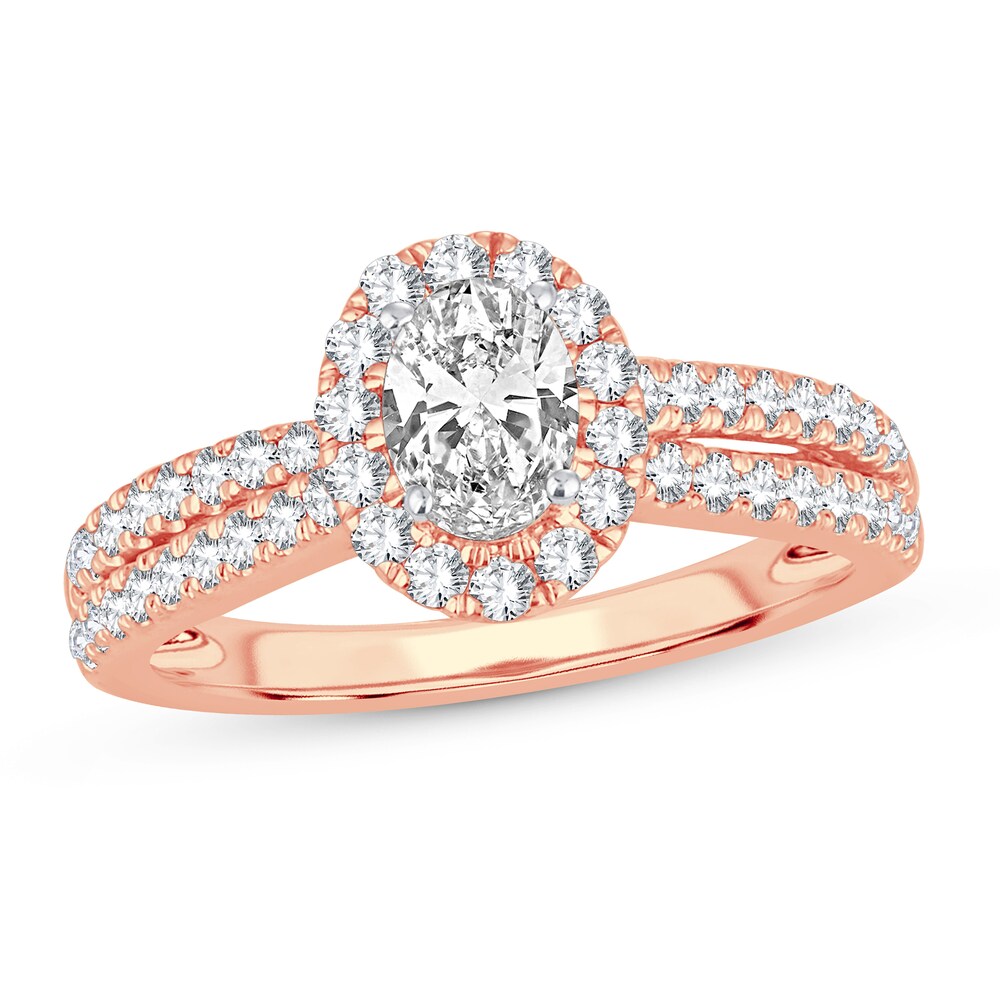 Diamond Ring 1 ct tw Oval 14K Rose Gold 42puUREh