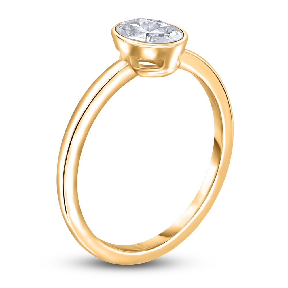 Diamond Solitaire Engagement Ring 3/4 ct tw Bezel-Set Oval 14K Yellow Gold (I2/I) 4MvkvpsW