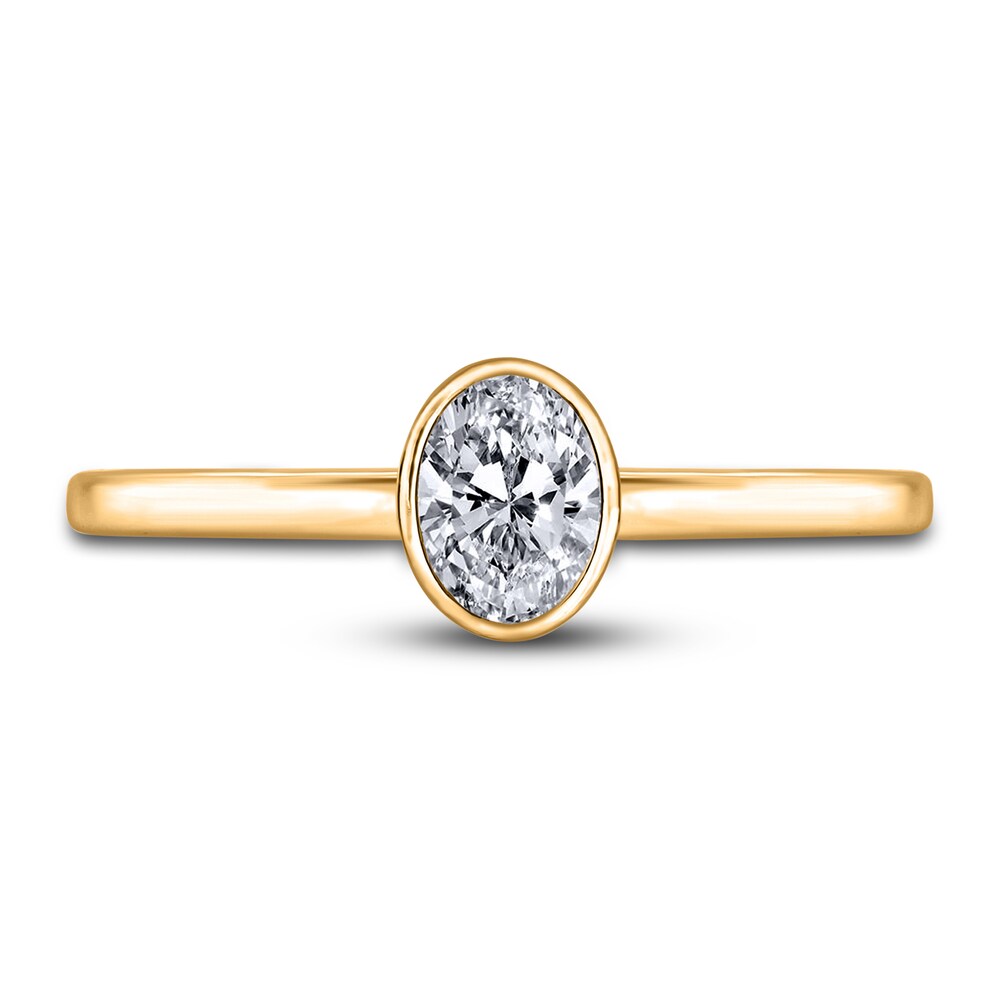 Diamond Solitaire Engagement Ring 3/4 ct tw Bezel-Set Oval 14K Yellow Gold (I2/I) 4MvkvpsW